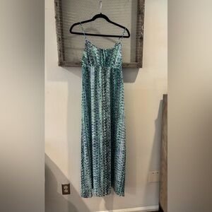 Blue and Green geometric maxi dress-